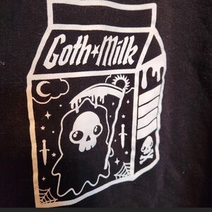 Goth Milk Mesh Top Crop Hoodie Medium